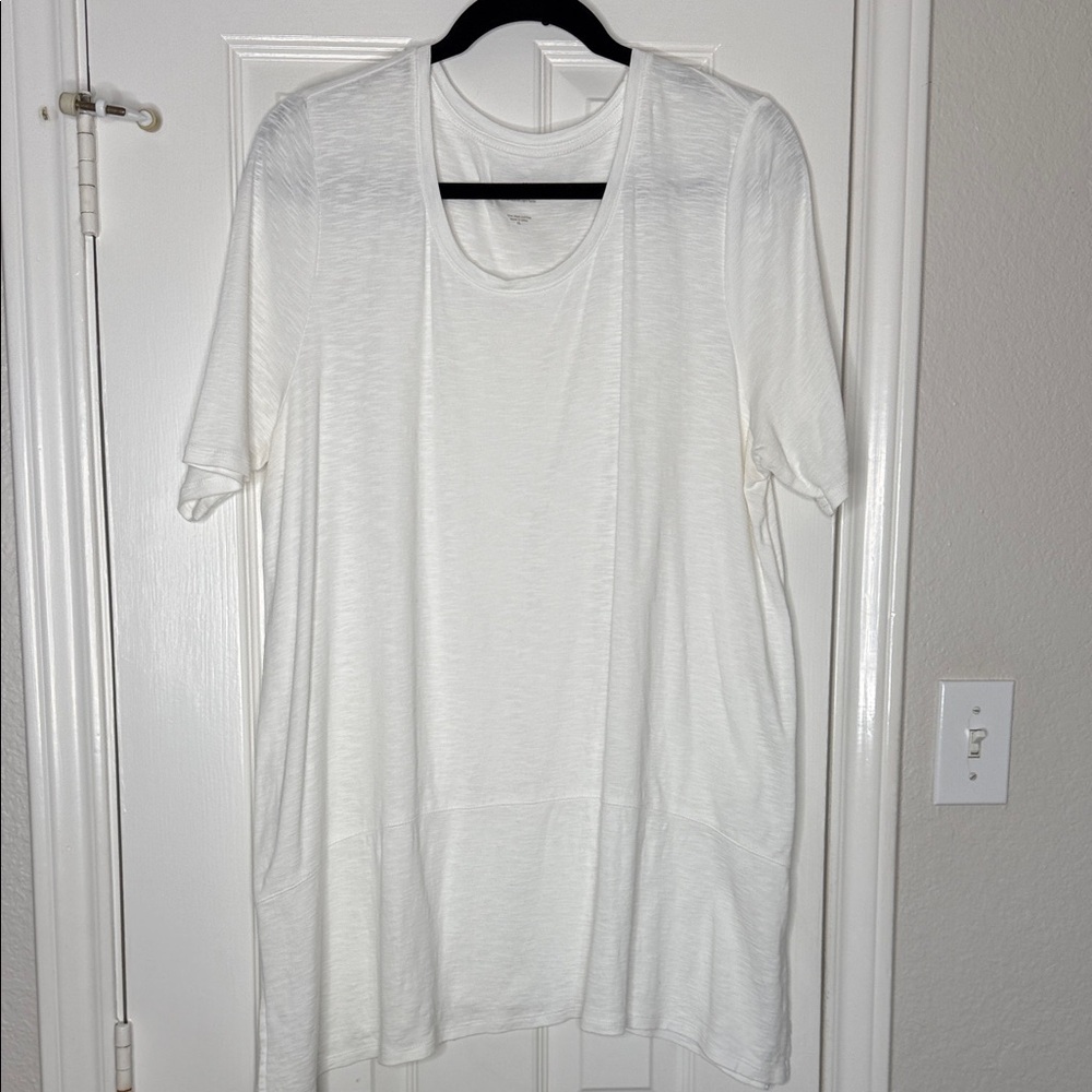 J. Jill Cream Pima Dipped-Hem Tunic XL